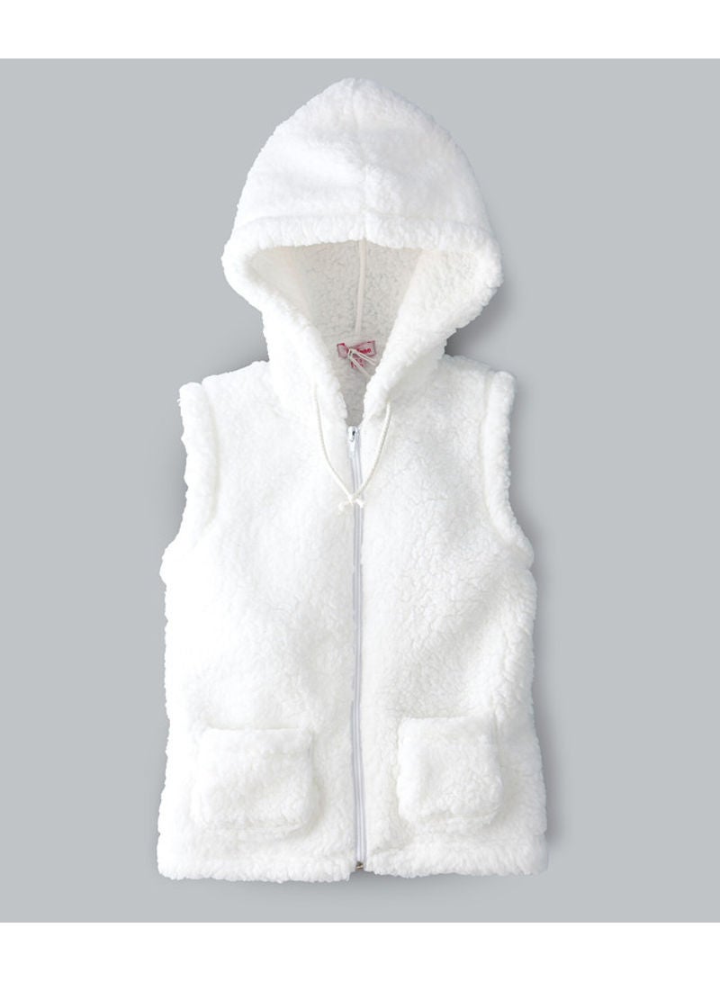 Jelliene Woven Sleeveless Hooded Jacket White  - Image 1