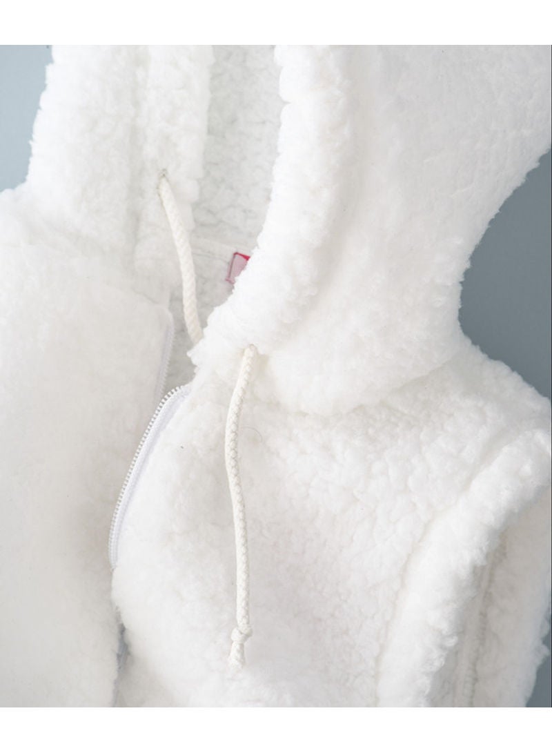 Jelliene Woven Sleeveless Hooded Jacket White  - Image 4