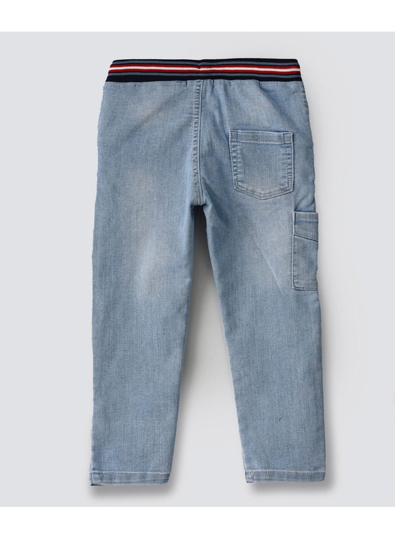 JAM Contrast Rib At Waistband Jeans Light Blue  - Image 2