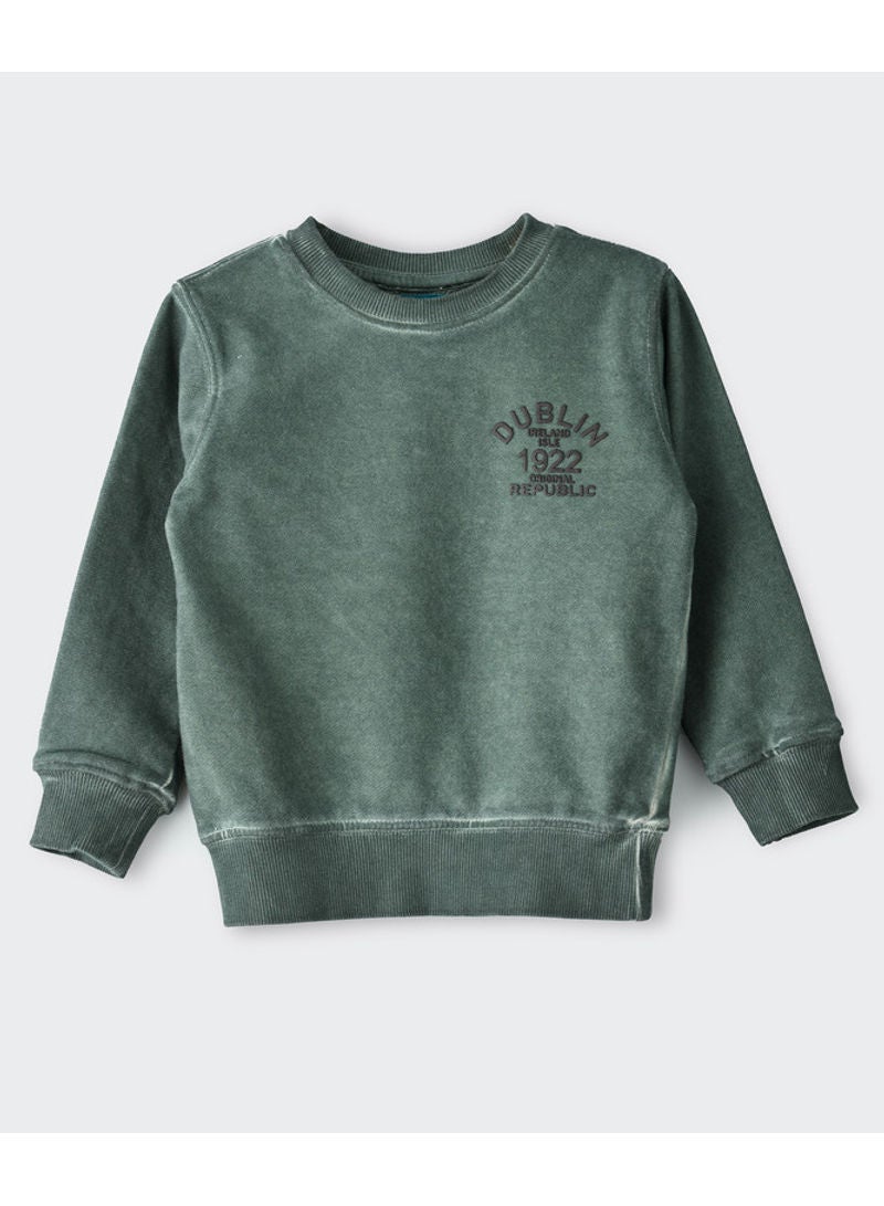 JAM Washout Effect Knit Sweatshirt Dark Green  - Image 1