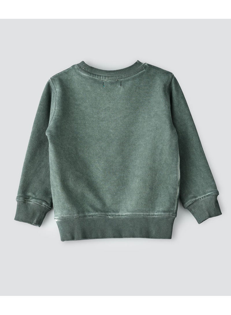 JAM Washout Effect Knit Sweatshirt Dark Green  - Image 2