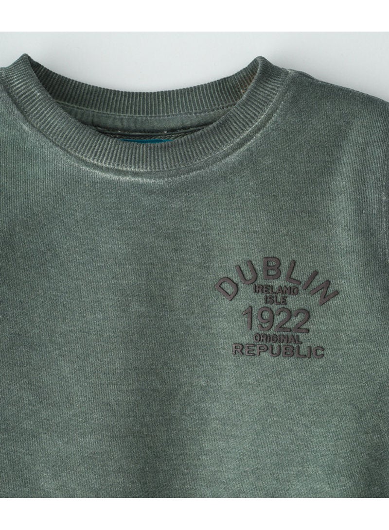 JAM Washout Effect Knit Sweatshirt Dark Green  - Image 3