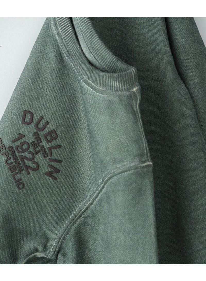 JAM Washout Effect Knit Sweatshirt Dark Green  - Image 4