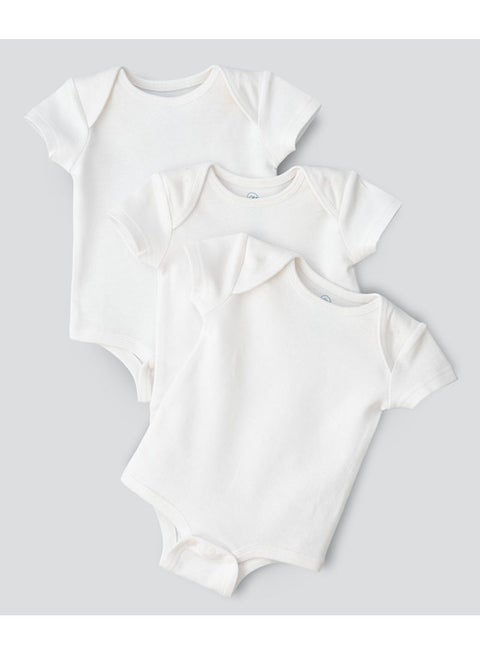 3 Pack Short Sleeve Envelope Neck Onesies White
