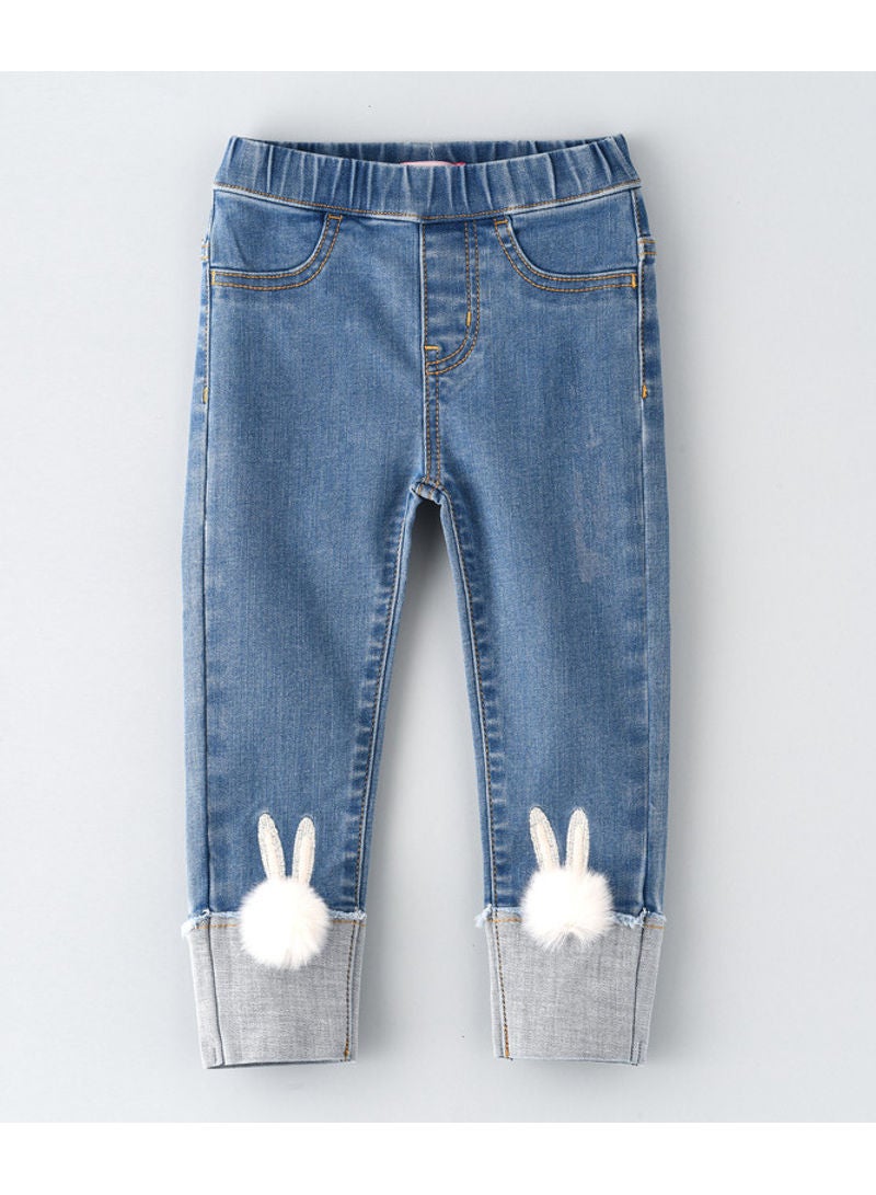 Jelliene Bottom Fold Fur Denim Jeggings Blue - Image 1