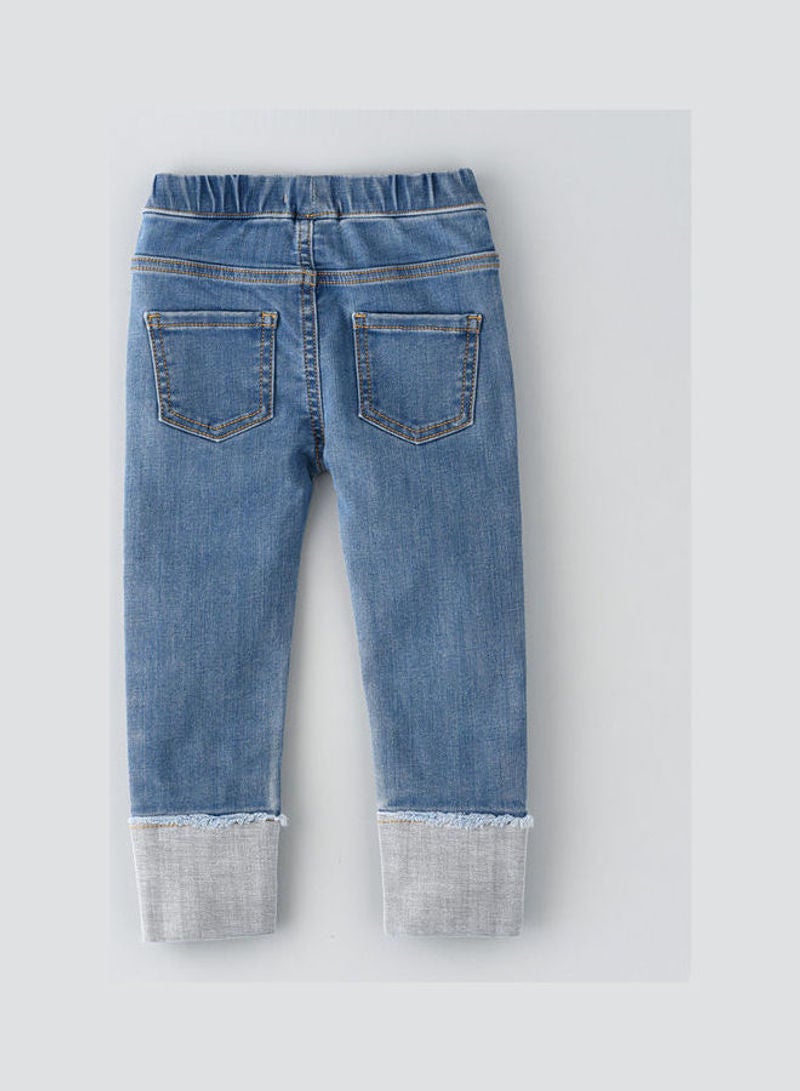 Jelliene Bottom Fold Fur Denim Jeggings Blue - Image 2