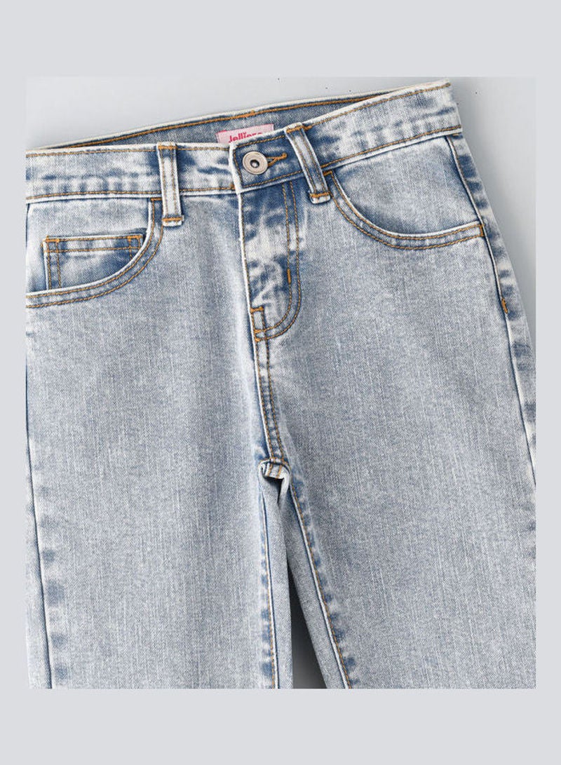 Jelliene Darts At Knee Jeans Ice Blue - Image 4