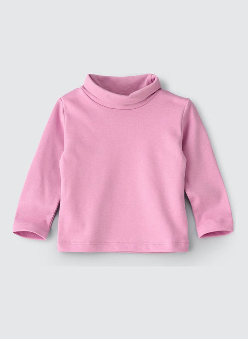 Jelliene Basic Turtle Neck Knit Top Lilac Pink - Image 1