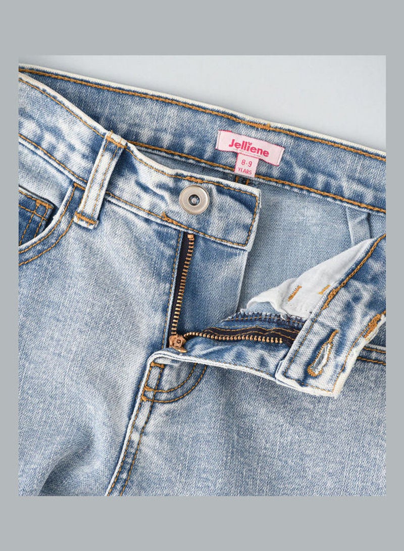 Jelliene Darts At Knee Jeans Ice Blue - Image 5