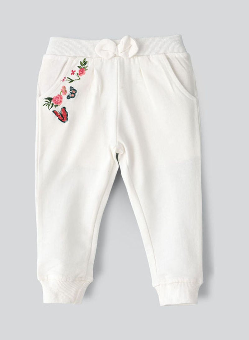 Jelliene Knit Bow At Waist Joggers Ivory - Image 1
