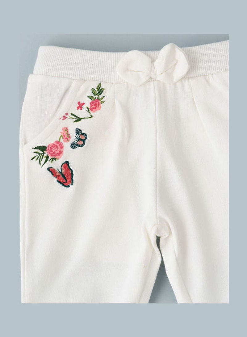 Jelliene Knit Bow At Waist Joggers Ivory - Image 4