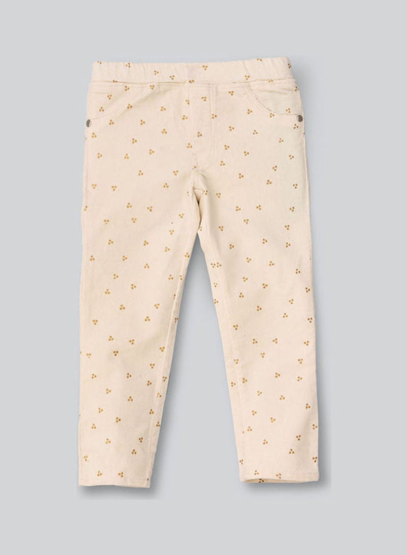 Jelliene Glitter All Over Print Pull On Pants Ivory  - Image 1