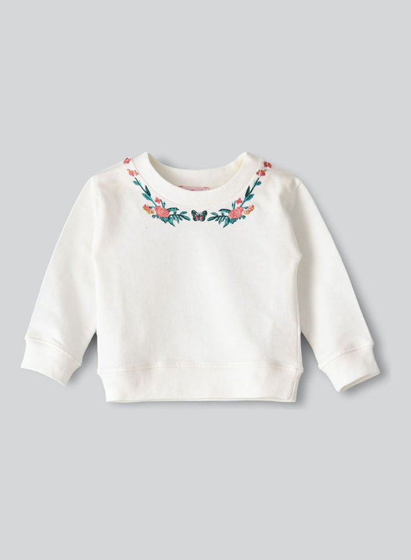 Jelliene Round Neck Sweatshirt Ivory - Image 1