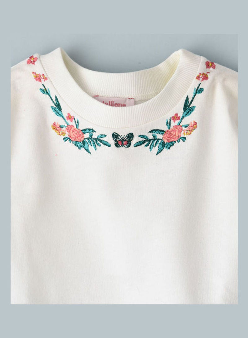Jelliene Round Neck Sweatshirt Ivory - Image 3
