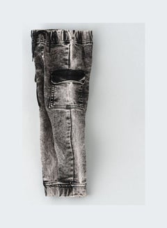 Jelliene Drawcord At Waist Denim Jeggings Dark Grey  - Image 3