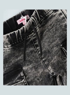 Jelliene Drawcord At Waist Denim Jeggings Dark Grey  - Image 4
