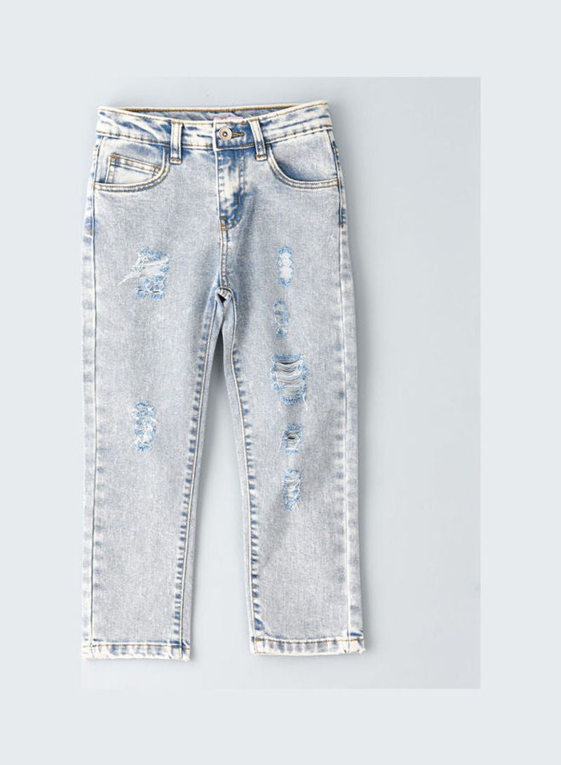 Jelliene - Ripping At Front Jeans Ice Blue - Image 1