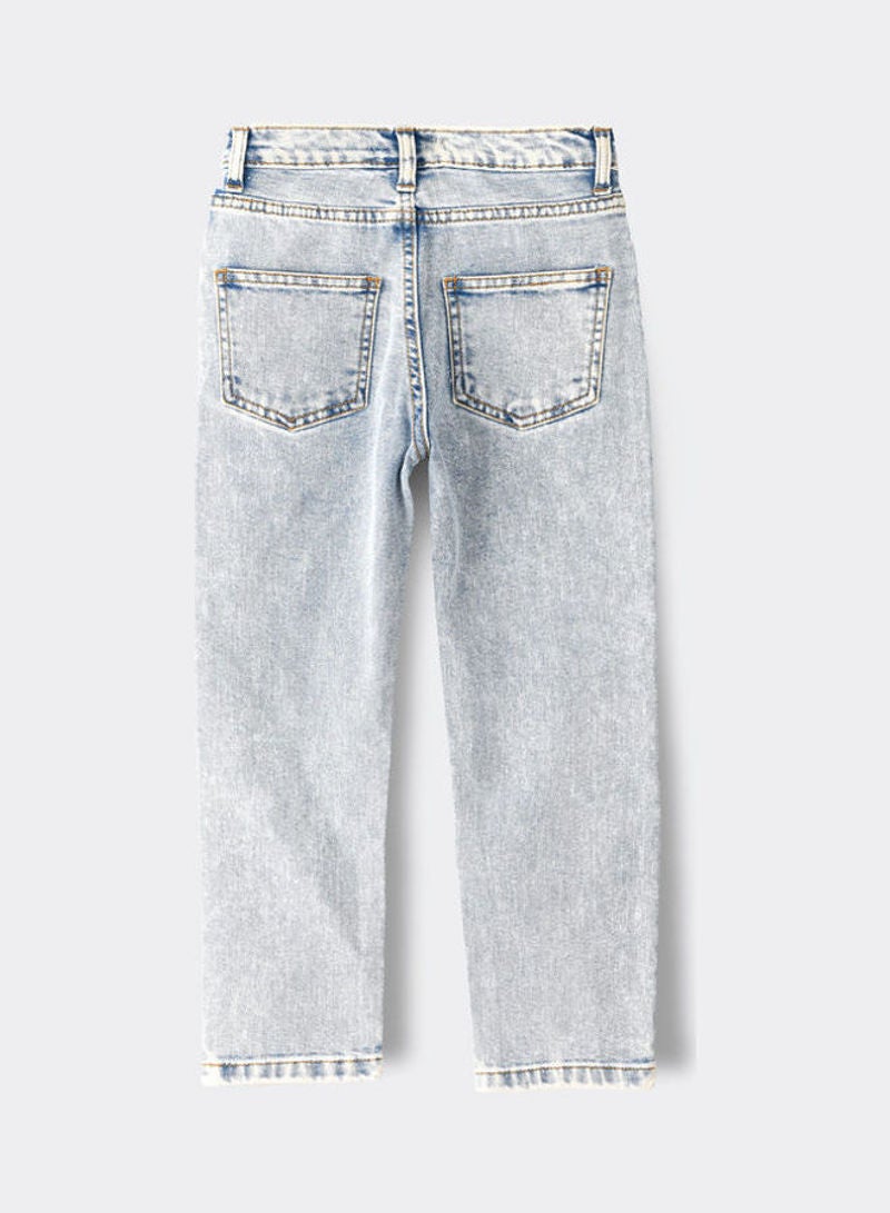 Jelliene - Ripping At Front Jeans Ice Blue - Image 1