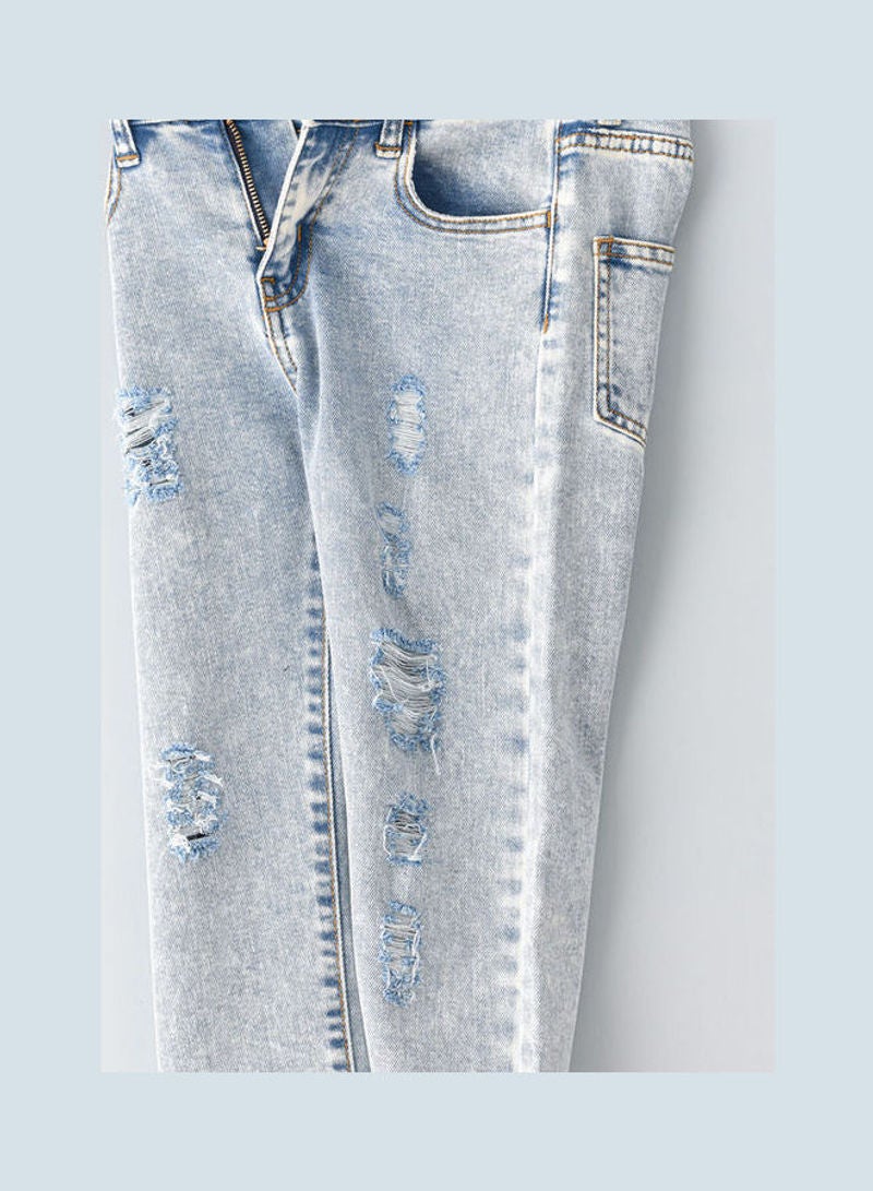 Jelliene - Ripping At Front Jeans Ice Blue - Image 1
