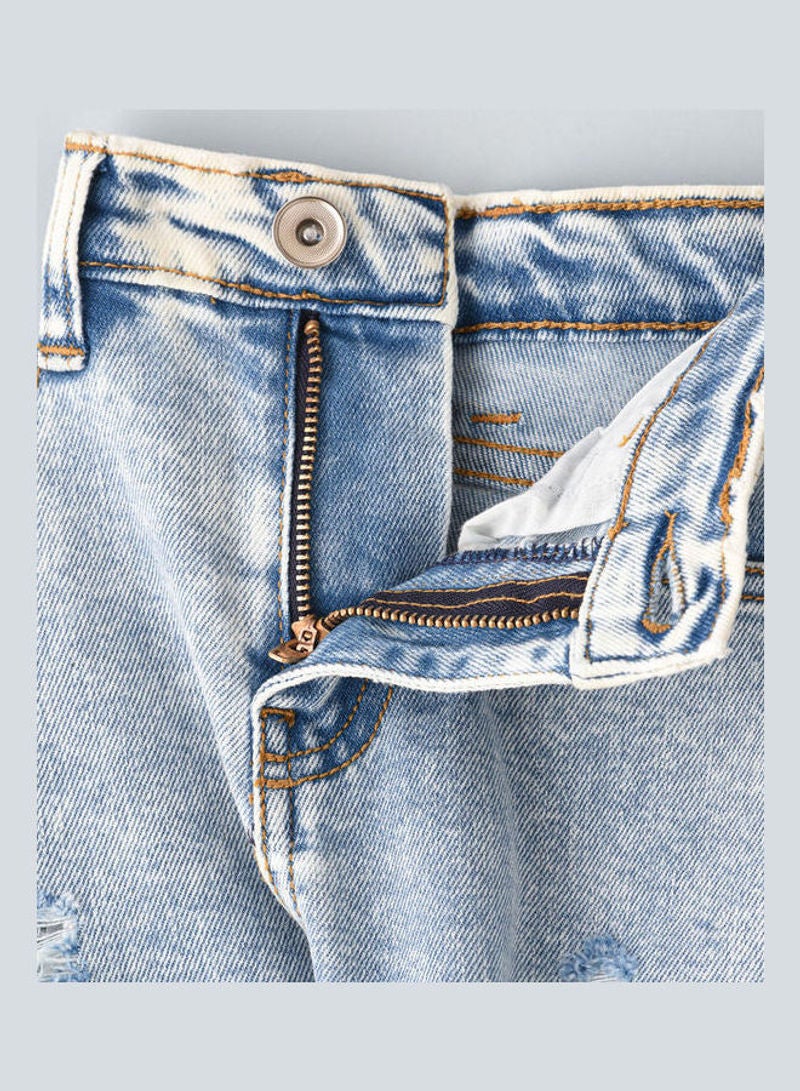 Jelliene - Ripping At Front Jeans Ice Blue - Image 1