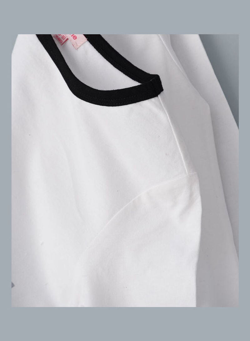 Jelliene - Round Neck Long Sleeve Knit T-Shirt Ivory - Image 1
