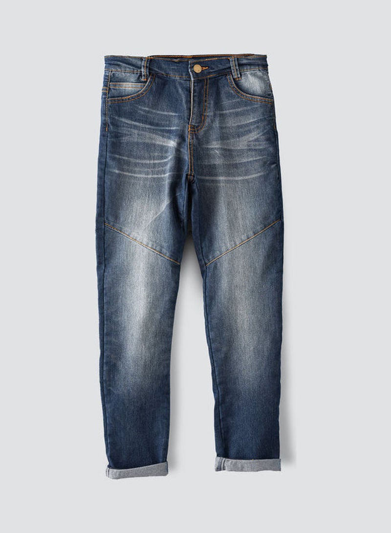 JAM Stitch Detail At Front Knee Jeans Blue  - Image 1