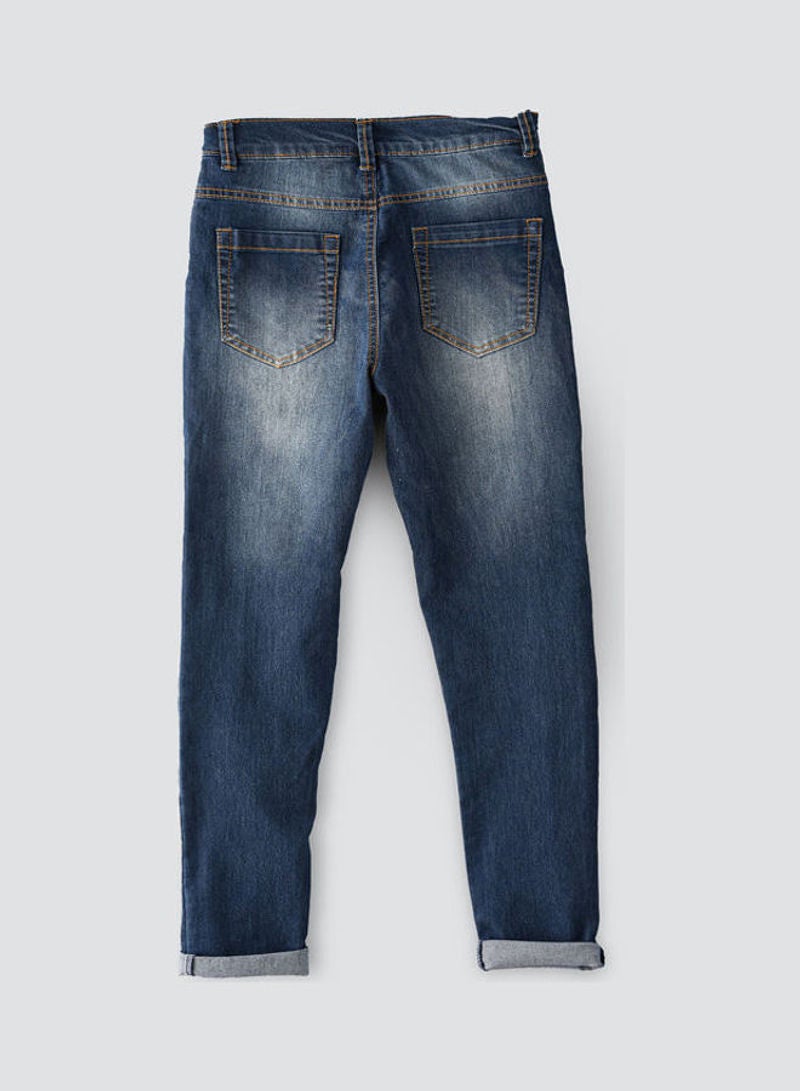 JAM Stitch Detail At Front Knee Jeans Blue  - Image 2