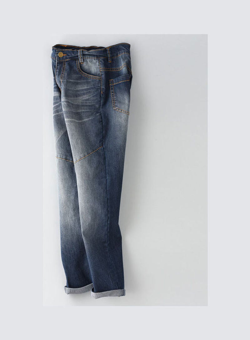 JAM Stitch Detail At Front Knee Jeans Blue  - Image 3