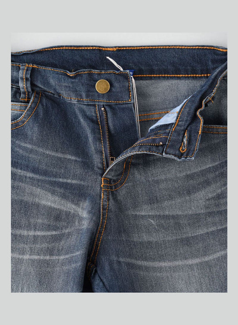 JAM Stitch Detail At Front Knee Jeans Blue  - Image 4