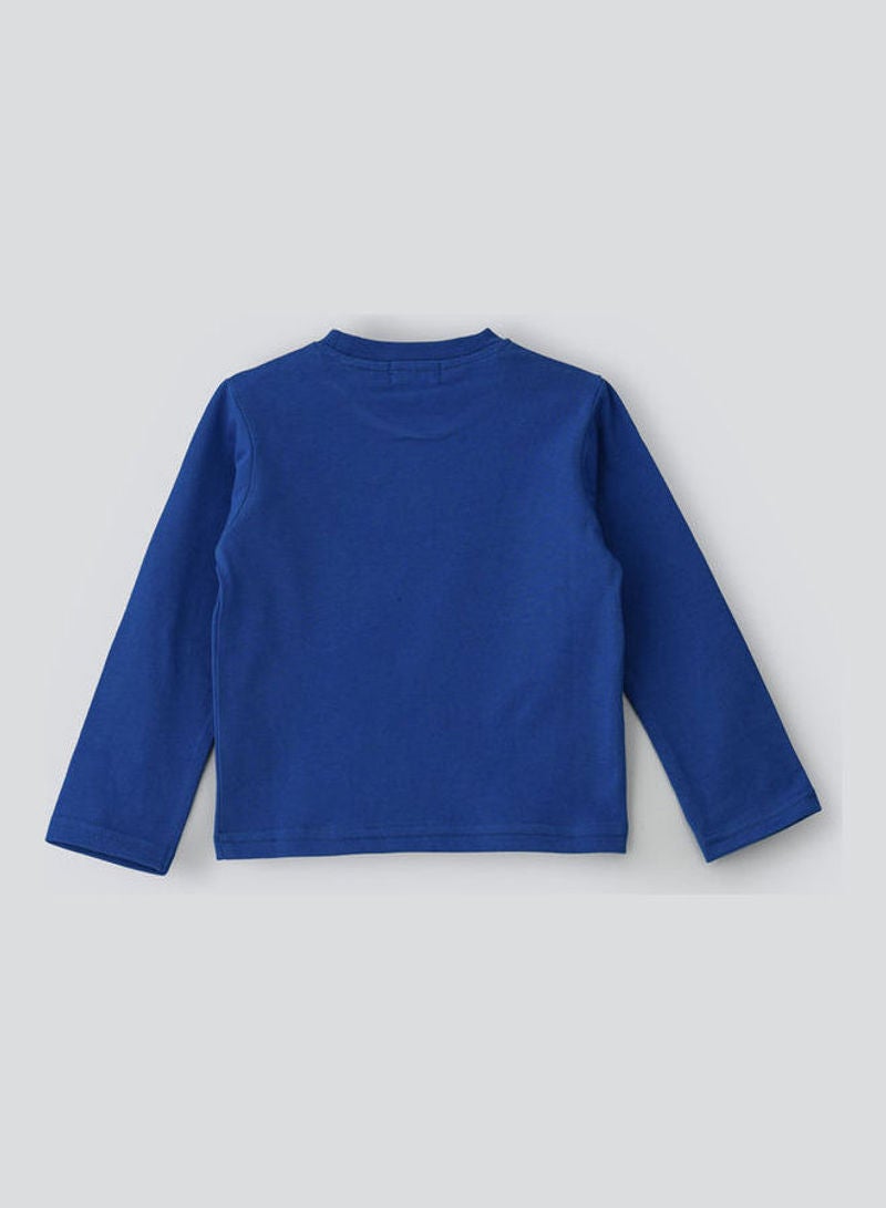 JAM Round Neck Long Sleeve Knit T-Shirt Royal Blue - Image 2
