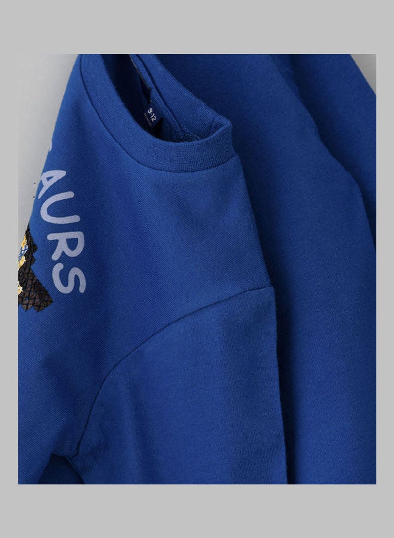 JAM Round Neck Long Sleeve Knit T-Shirt Royal Blue - Image 4