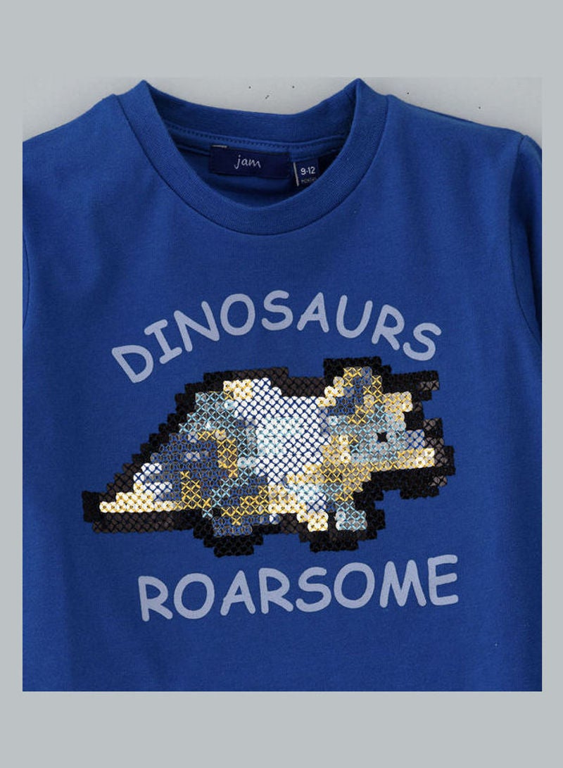 JAM Round Neck Long Sleeve Knit T-Shirt Royal Blue - Image 3