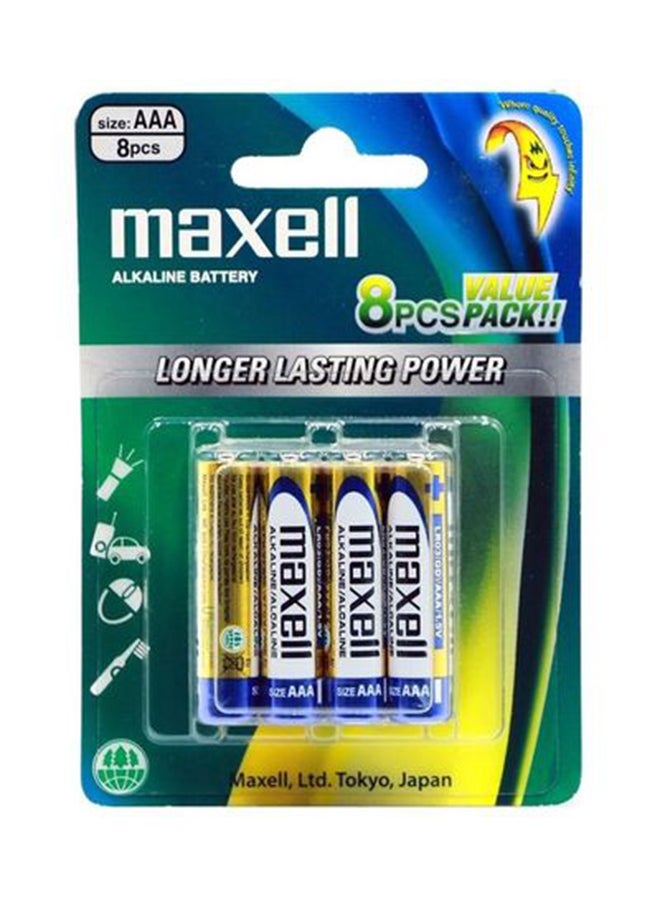 Maxell 8-Piece Alkaline AAA Batteries Multicolour - Image 1