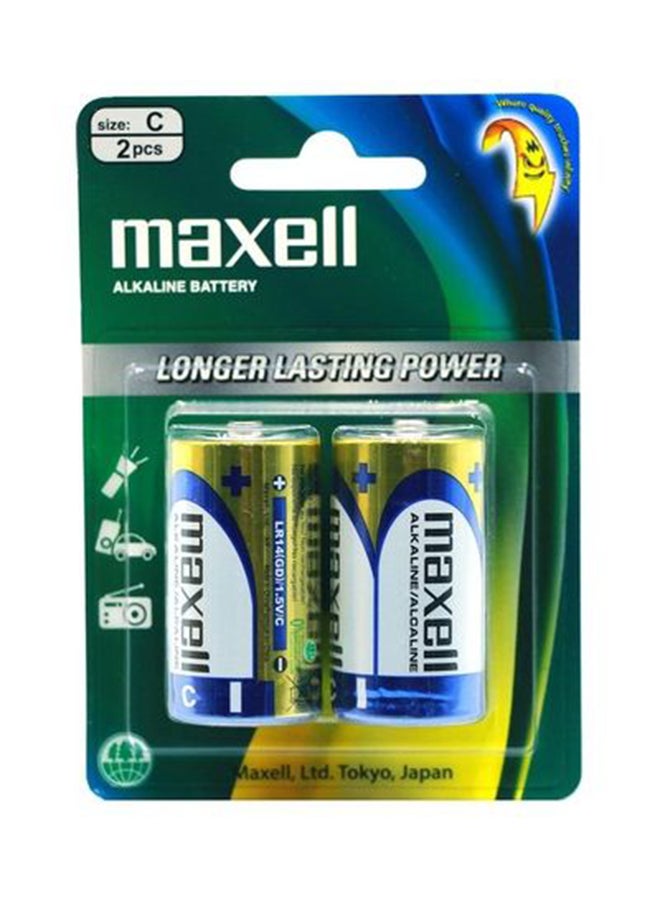 Maxell 2-Piece Alkaline C Size Batteries Multicolour