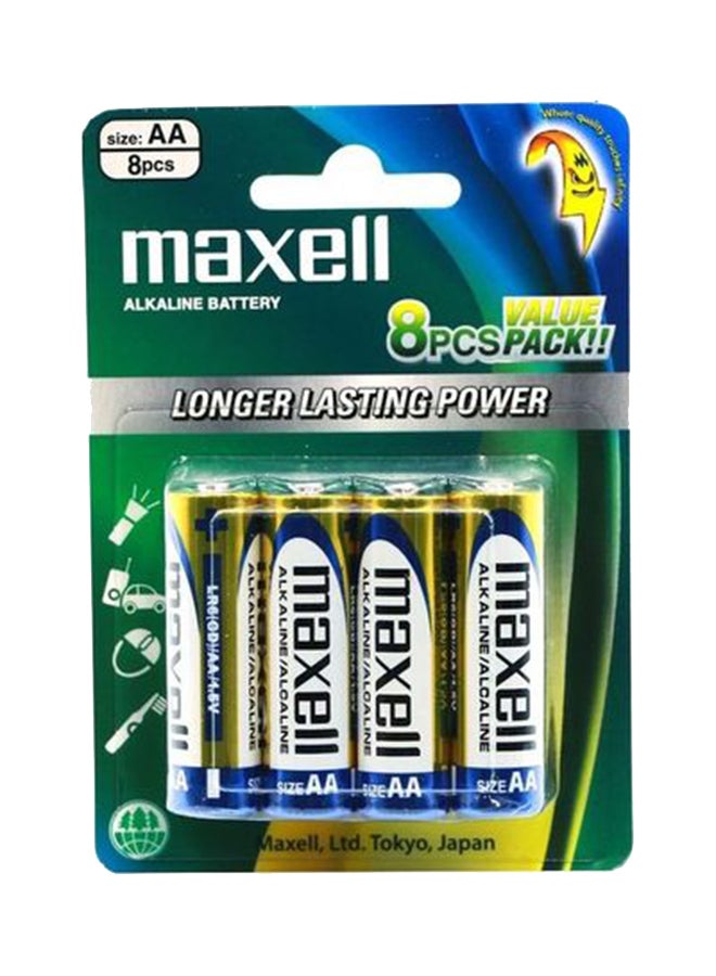 Maxell 8-Piece Alkaline AA Batteries Multicolour