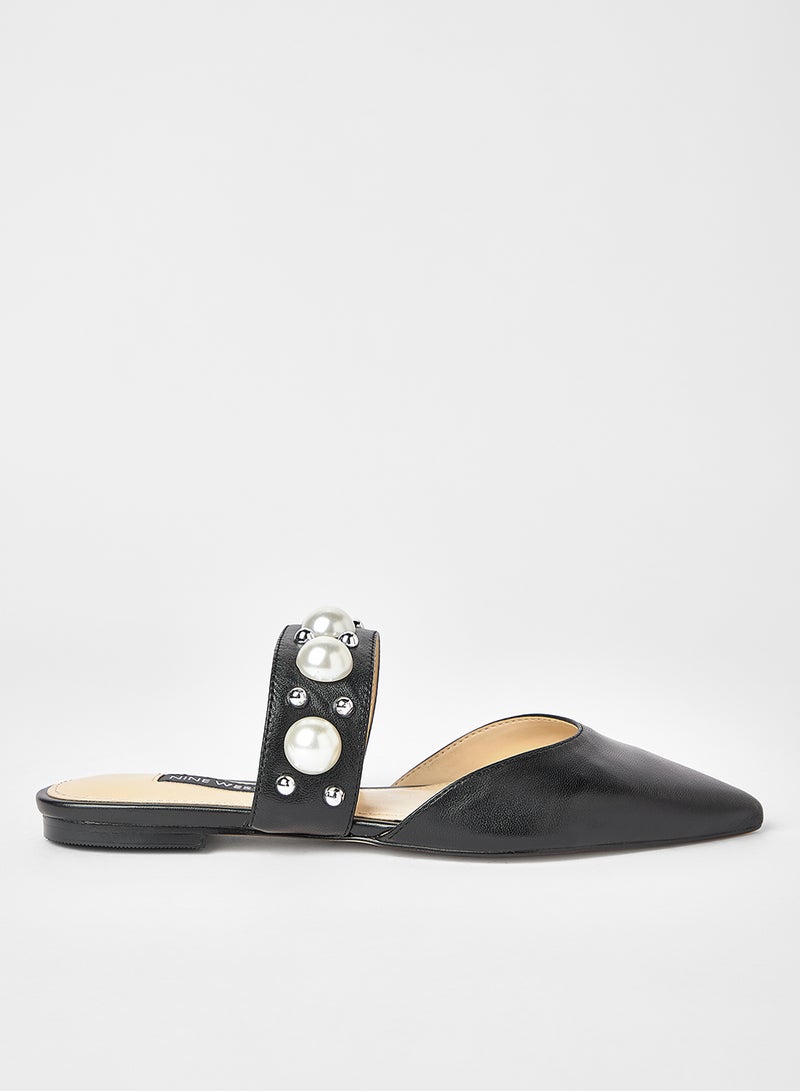 NINE WEST Baubble Leather Mules Black  - Image 1