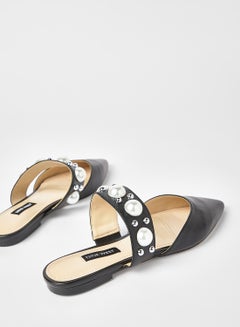 NINE WEST Baubble Leather Mules Black  - Image 3
