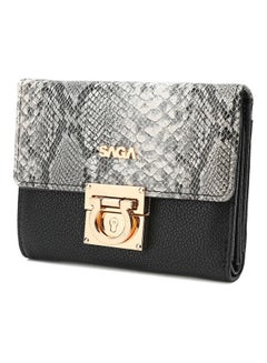 SAGA Women Cover Engraved Distinctive Snake Print Hand Wallet Black/Grey  - Image 1