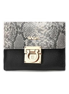 SAGA Women Cover Engraved Distinctive Snake Print Hand Wallet Black/Grey  - Image 2