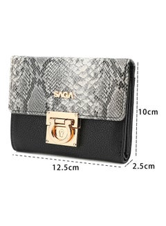 SAGA Women Cover Engraved Distinctive Snake Print Hand Wallet Black/Grey  - Image 4