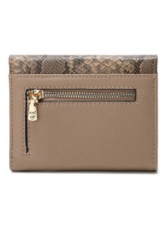 SAGA Women Cover Engraved Distinctive Snake Print Hand Wallet Khaki  - Image 3
