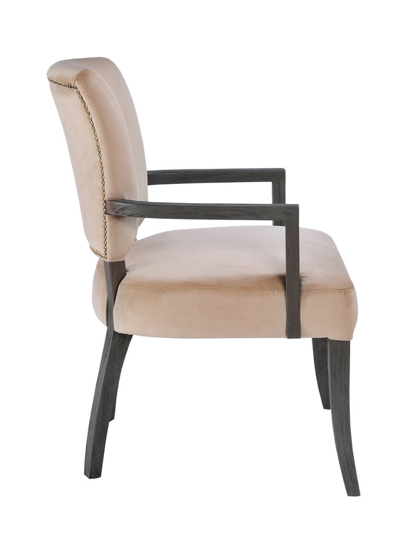 ebb & flow - Durable And Comfy Modern Dining Chair With Fabric Half Covered Beetle Chairs Easy Assembly Oak/Pink 61x66x89cm - Image 1