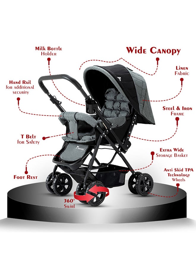 Reversible Trip Stroller And Infant Car Seat Wide Canopy And Seat - Grey - v1636362313/N51503230A_4