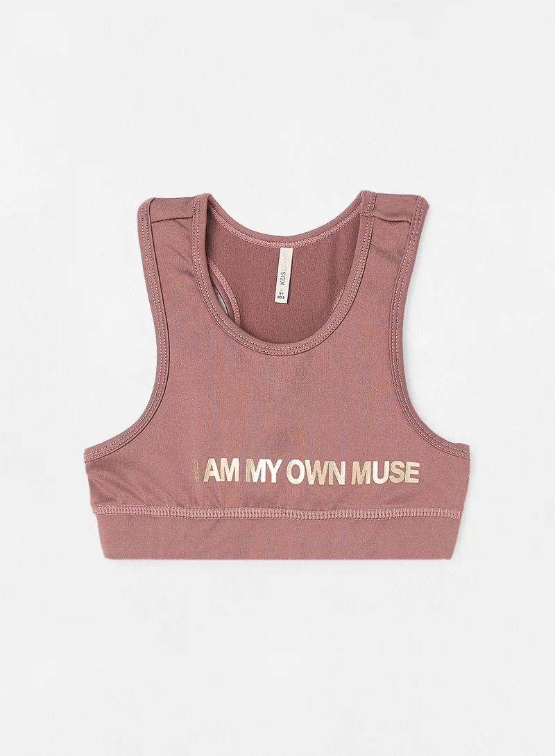اونلي Girls Slogan Print Crop Top Pink