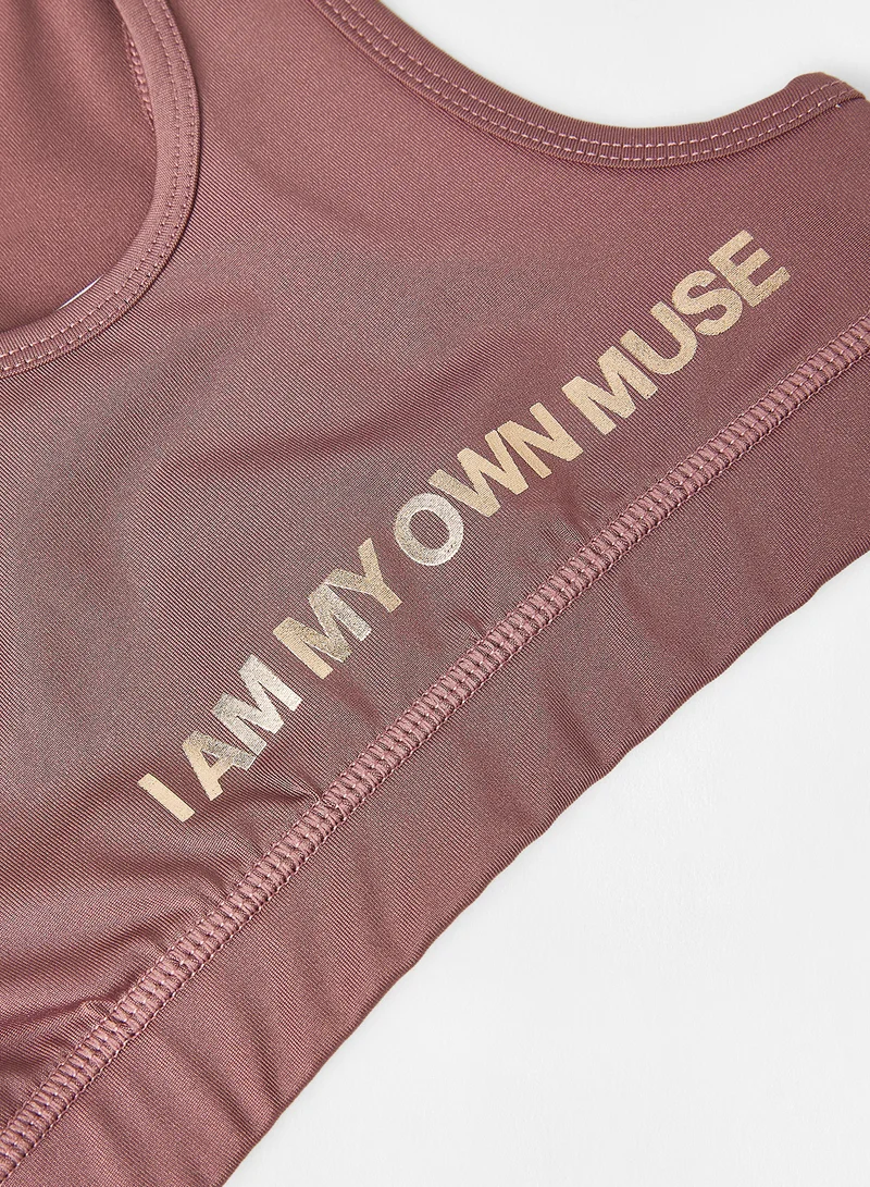 اونلي Girls Slogan Print Crop Top Pink