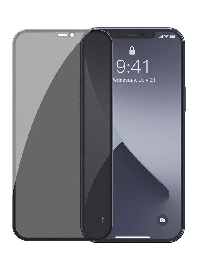 بيسوس طقم لاصقات حماية للشاشة بالكامل من الزجاج المقوى بتصميم منحني بميزة حماية الخصوصية مكون من قطعتين لهاتف آيفون 12 و12 برو شفاف - Image 1