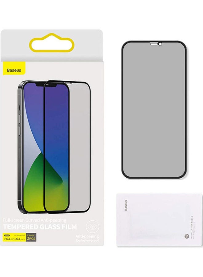 بيسوس طقم لاصقات حماية للشاشة بالكامل من الزجاج المقوى بتصميم منحني بميزة حماية الخصوصية مكون من قطعتين لهاتف آيفون 12 و12 برو شفاف - Image 4