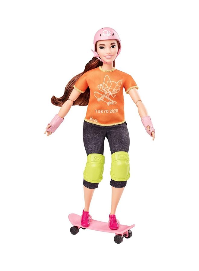 Barbie Olympic Games Tokyo 2020 Skateboard Doll 2.75 x 8.5 x 12.75cm  - Image 1