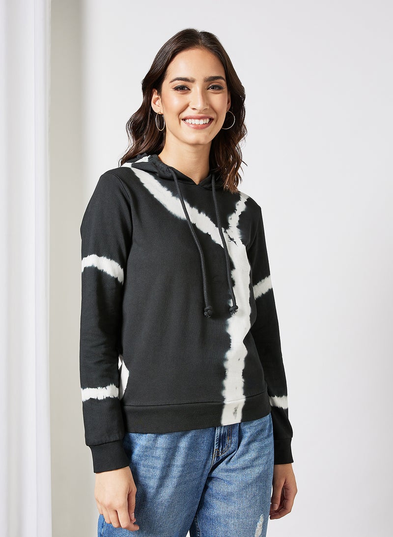 Jacqueline de Yong - Tie-Dye Hoodie Black - Image 1