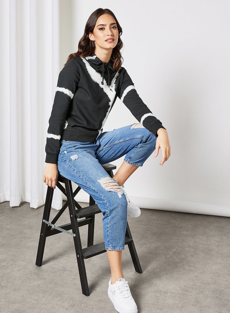 Jacqueline de Yong - Tie-Dye Hoodie Black - Image 1